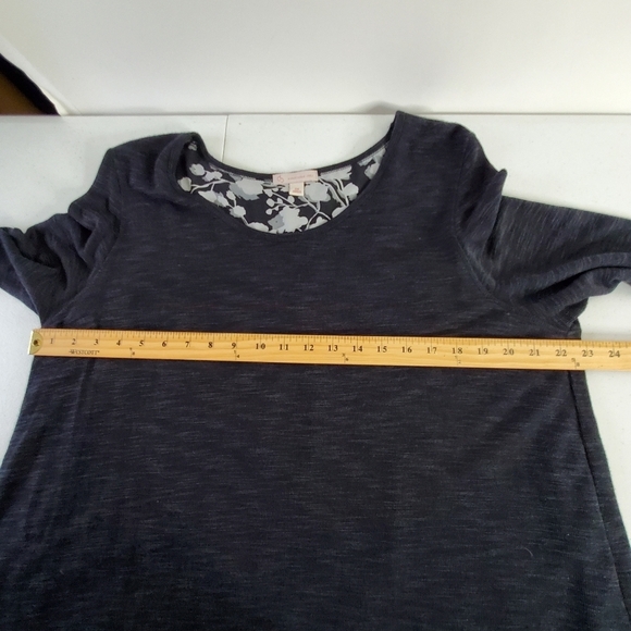 Layered Tiered Floral Hem Tunic Size 2X Mixed Media Knit Pullover Scoop Neck Top - Picture 6 of 11